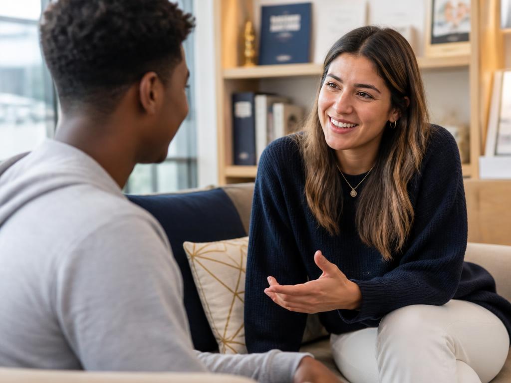 Young adult receiving supportive guidance